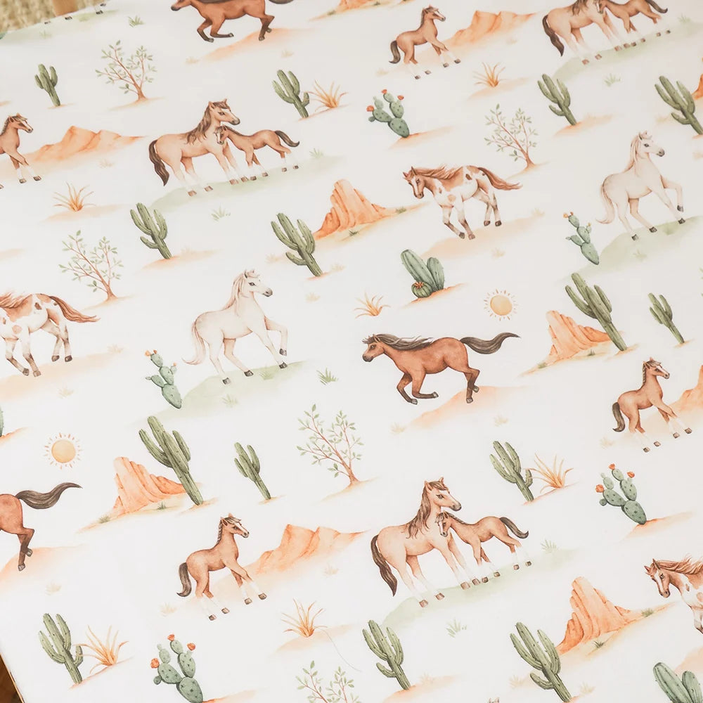 Snuggle Hunny Kids - Organic Fitted Cot Sheet | Wild Horses