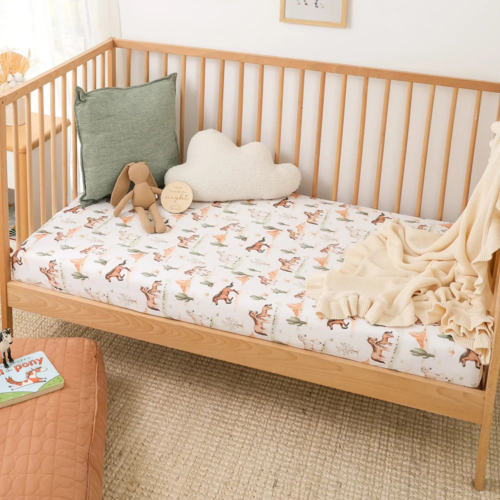 Snuggle Hunny Kids - Organic Fitted Cot Sheet | Wild Horses