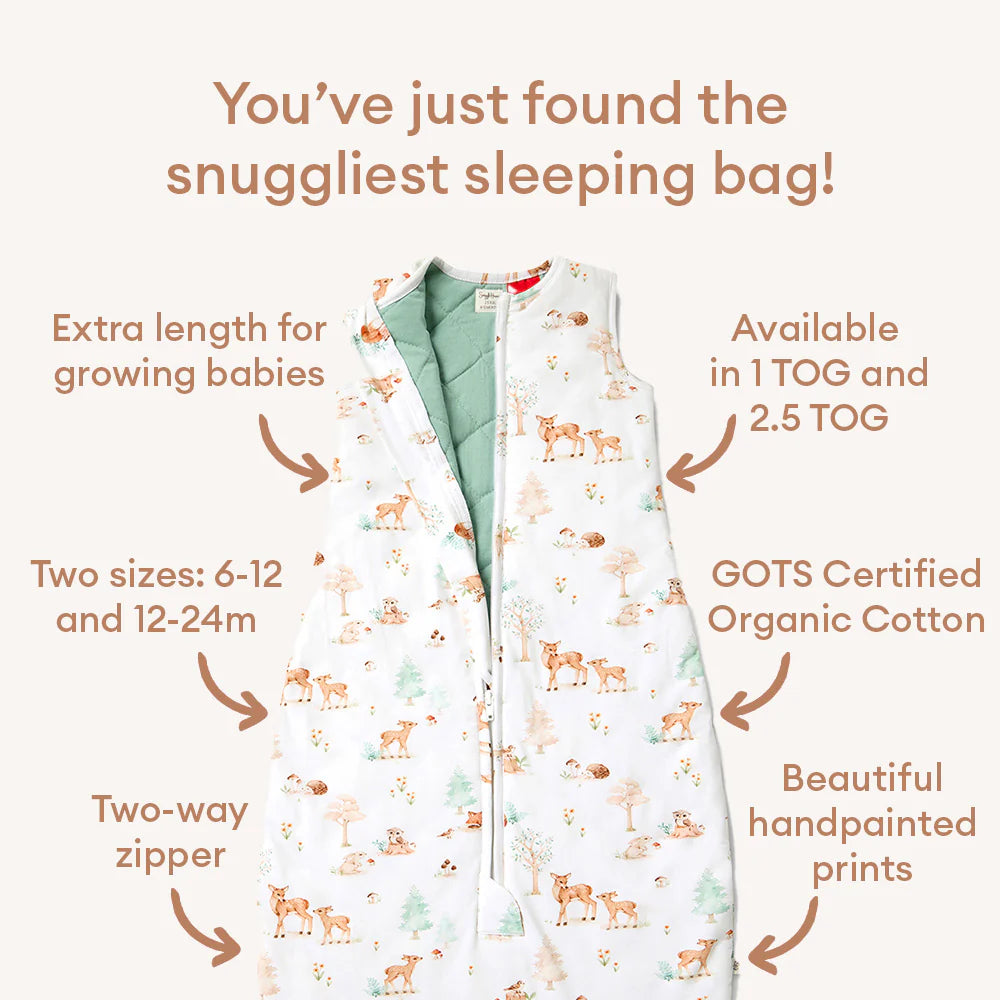 Snuggle Hunny Kids- 2.5 TOG Organic Sleeping Bag | Woodland Tales