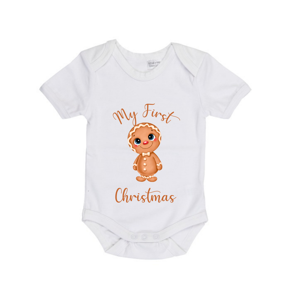 MLW By Design - My First Christmas Gingerbread Bodysuit | White or Black