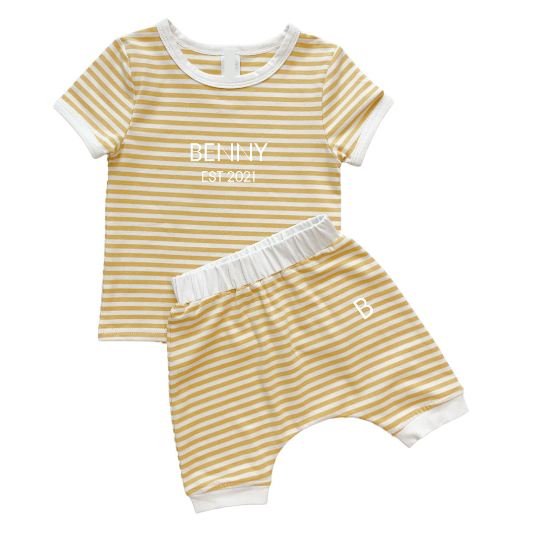 MLW By Design - Established Personalised Short Set | Sunflower Stripe