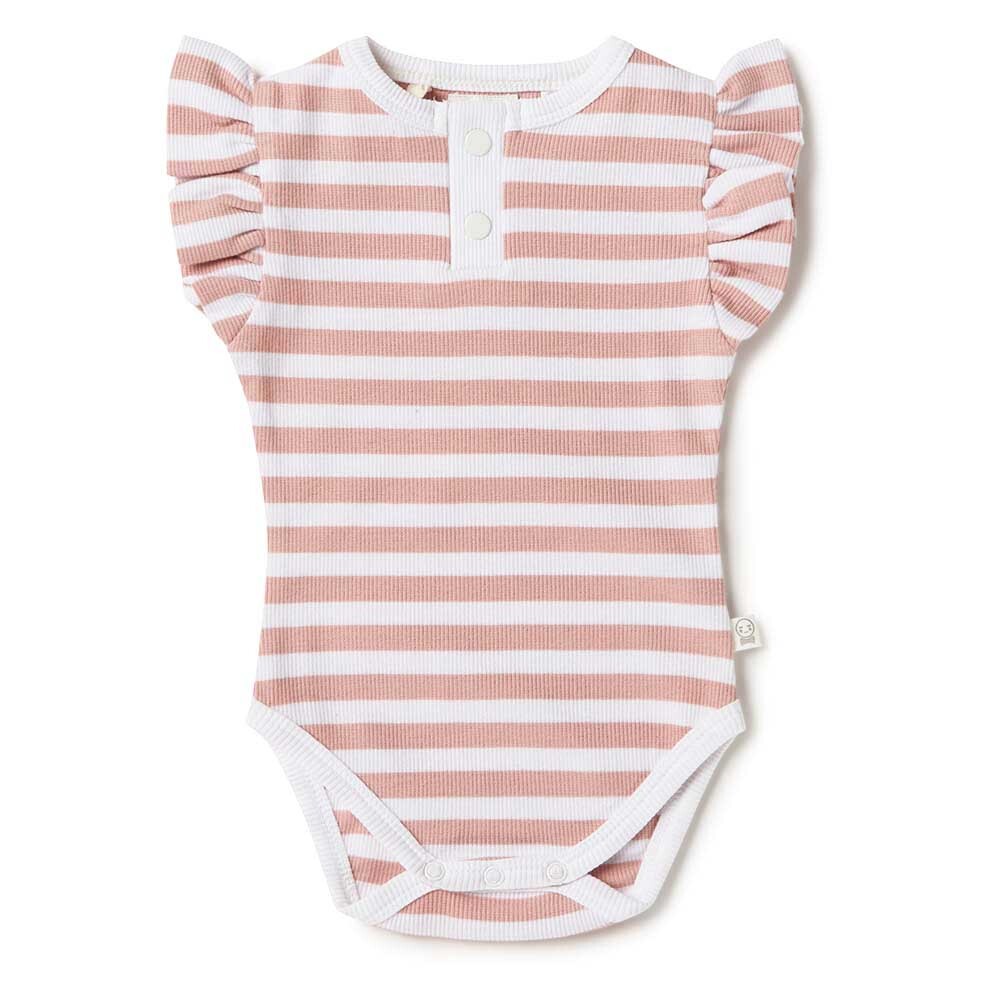 Snuggle Hunny Kids - Short Sleeve Organic Bodysuit | Rose Stripe