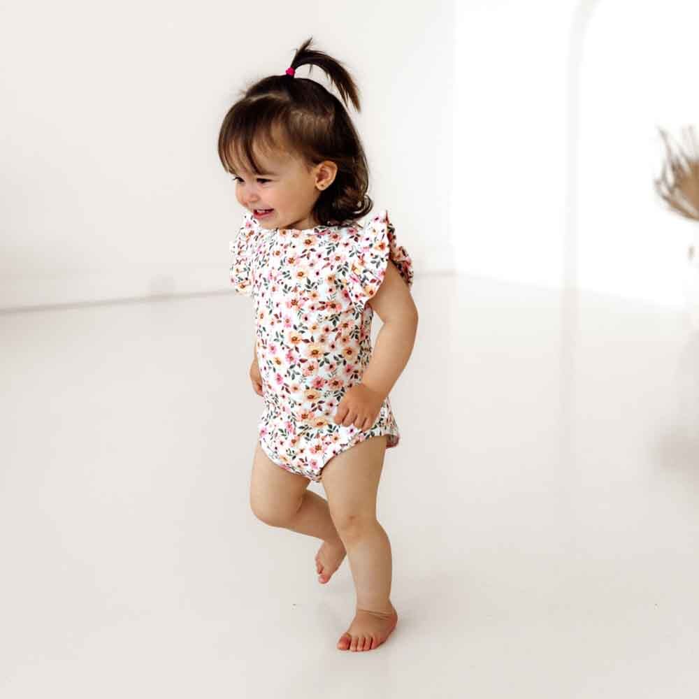 Snuggle Hunny Kids - Short Sleeve Organic Bodysuit | Spring Floral