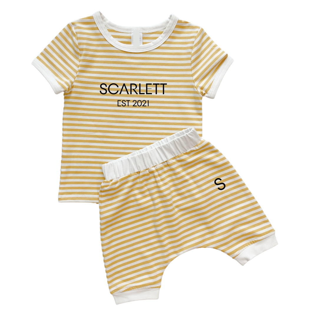 MLW By Design - Established Personalised Short Set | Sunflower Stripe