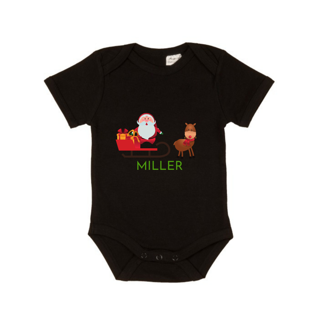 MLW By Design - Santa Sleigh Personalised Bodysuit | Black or White