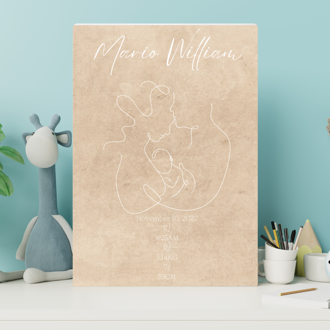 MLW By Design - Minimalist Personalised Birth Details Canvas Print