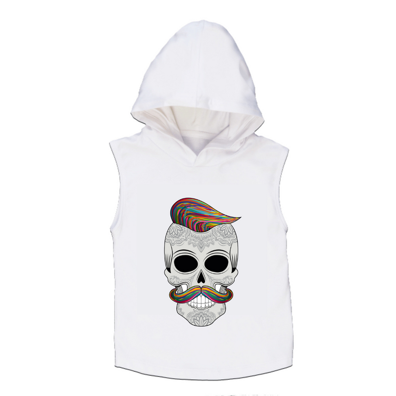 MLW By Design - Hipster Skull Sleeveless Hoodie | Black or White