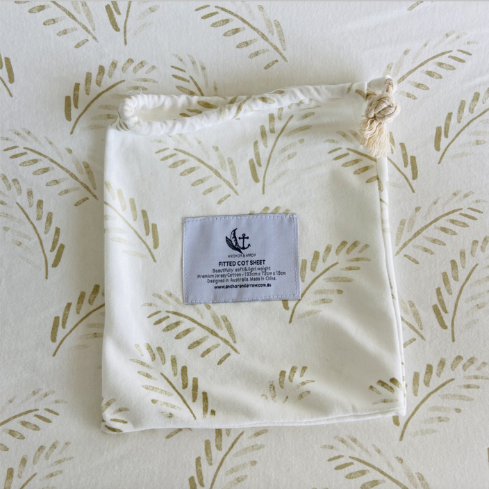 Anchor & Arrow - "Gold Fern" Cot Sheet
