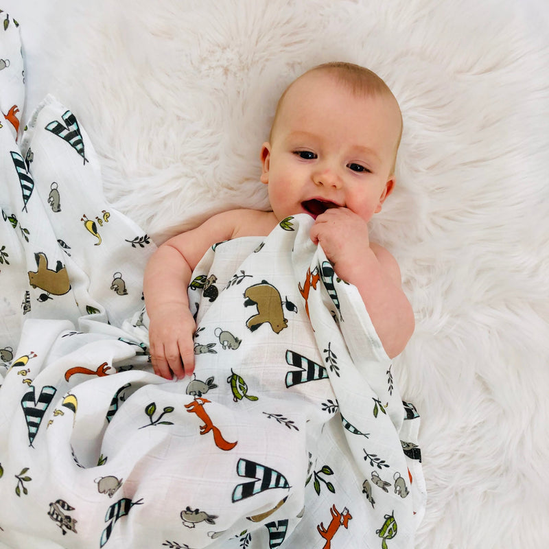 Tinker Tot Baby - Bamboo Cotton Swaddle – Woodland Creatures