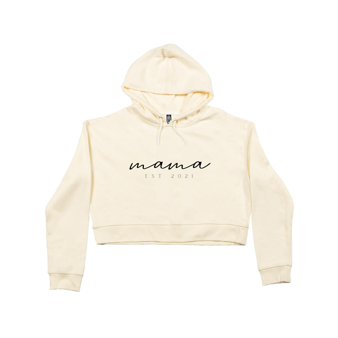 MLW By Design - Personalised Established Mama Adult Crop Hoodie | Various Colours