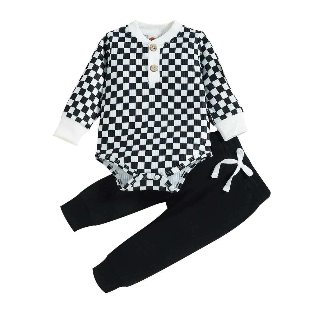 Ribbed Checkered Set | Black