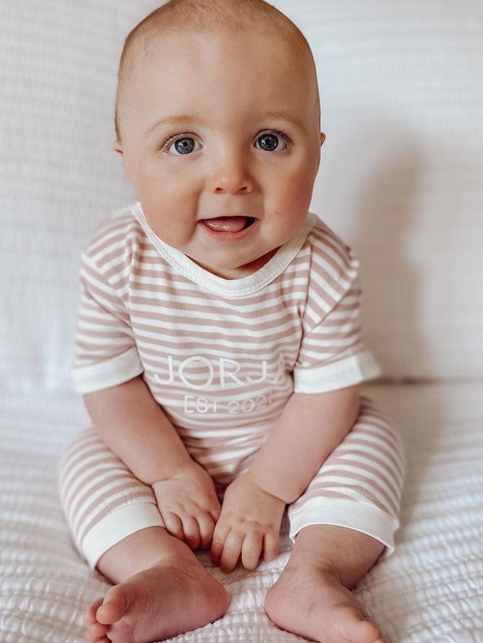 MLW By Design - Established Personalised Short Set | Blush Stripe