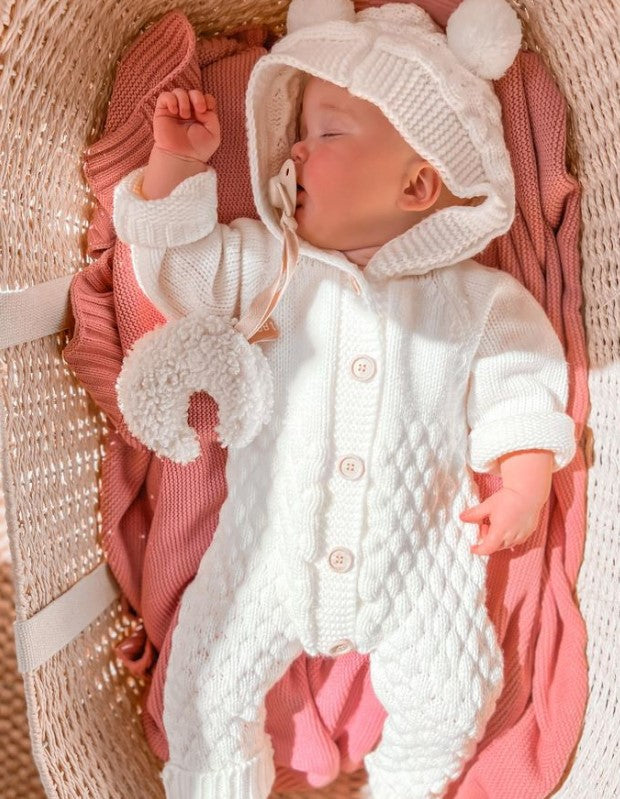 Bear Knit Onesie | Ivory