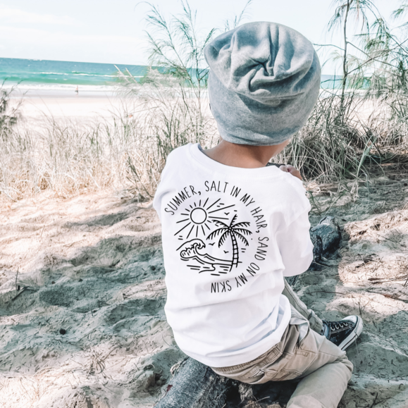 Byron Brooklyn Co - Summer, Salt in my Hair Long Sleeve Tee | White