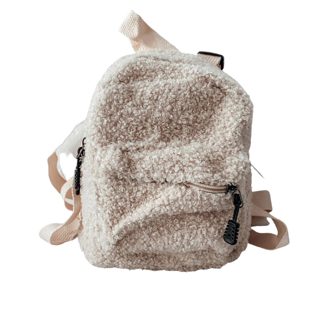 Ballerinas and Boys Kids Personalised Mini Boucle Backpack Cream