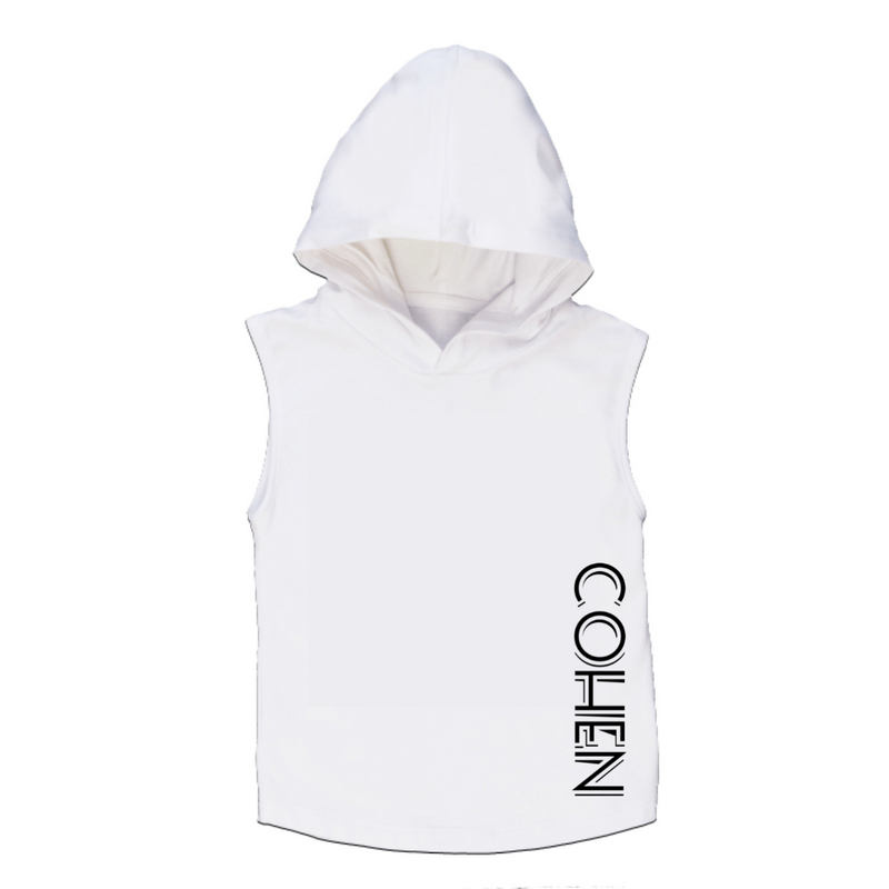 MLW By Design - Personalised Striped Name Sleeveless Hoodie | Black or White