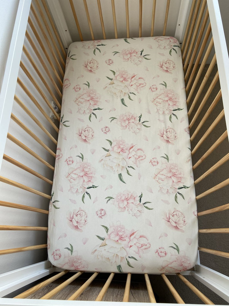 Anchor & Arrow - "Pretty Peony" Cot Sheet