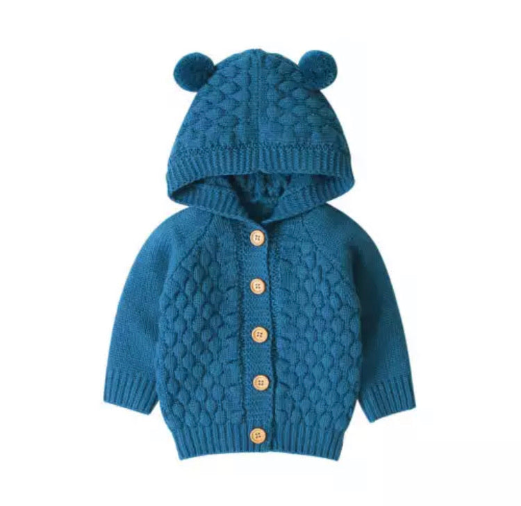 Bear Knit Cardigan | Turquoise