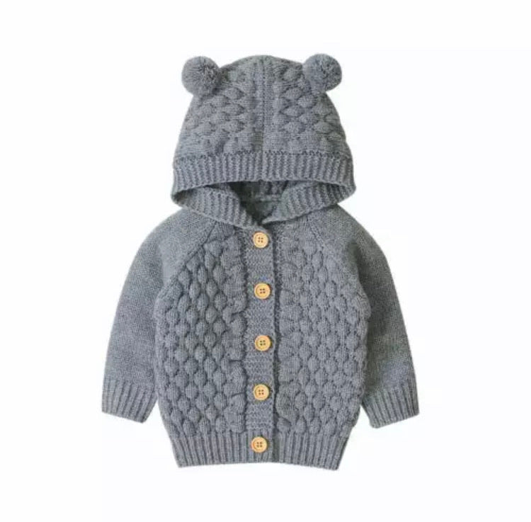 Bear Knit Cardigan | Charcoal