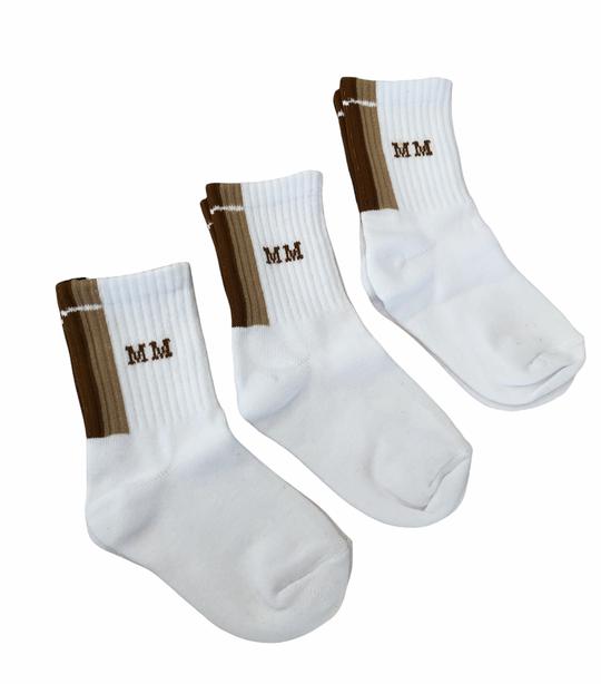 Mini Maxwell - White & Tan Stripe Socks