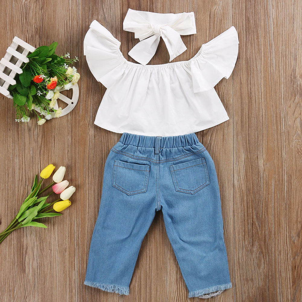 Ripped Jeans Set | White