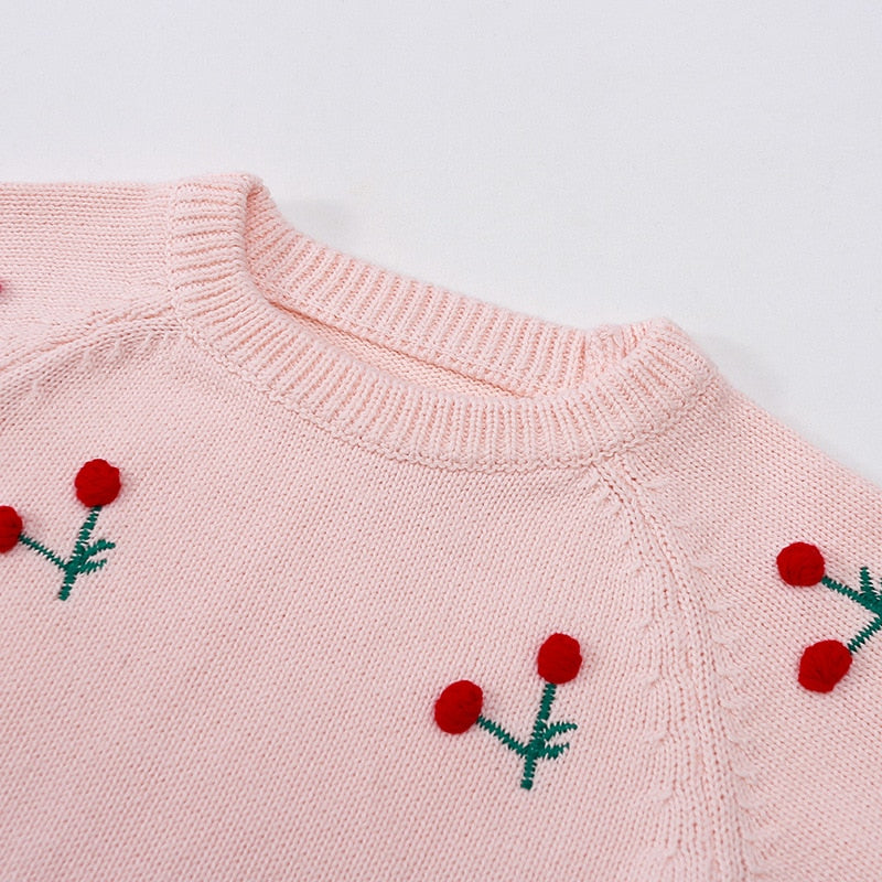 Cherry Knit Romper | Pink