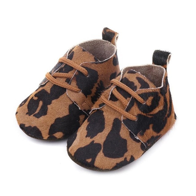 Cow Spots Leather Baby Shoes