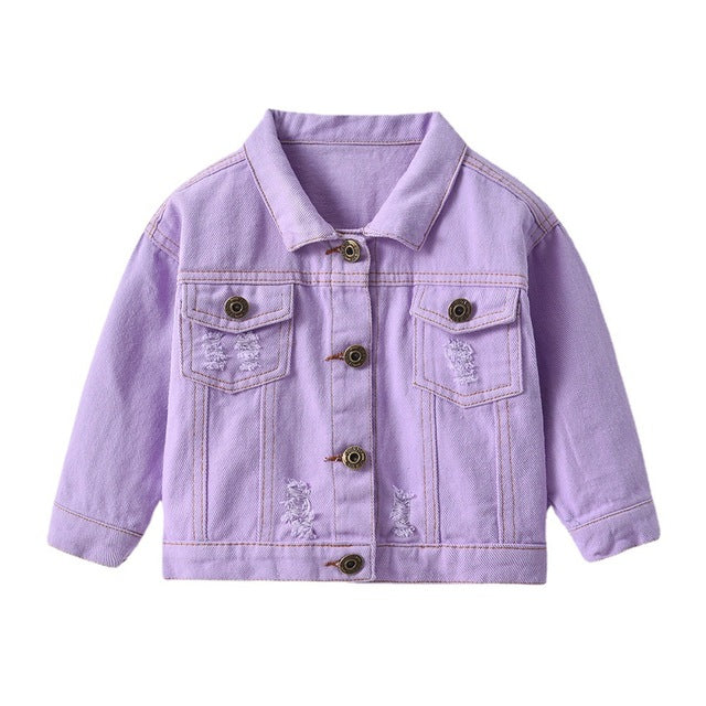 Light purple denim jacket top