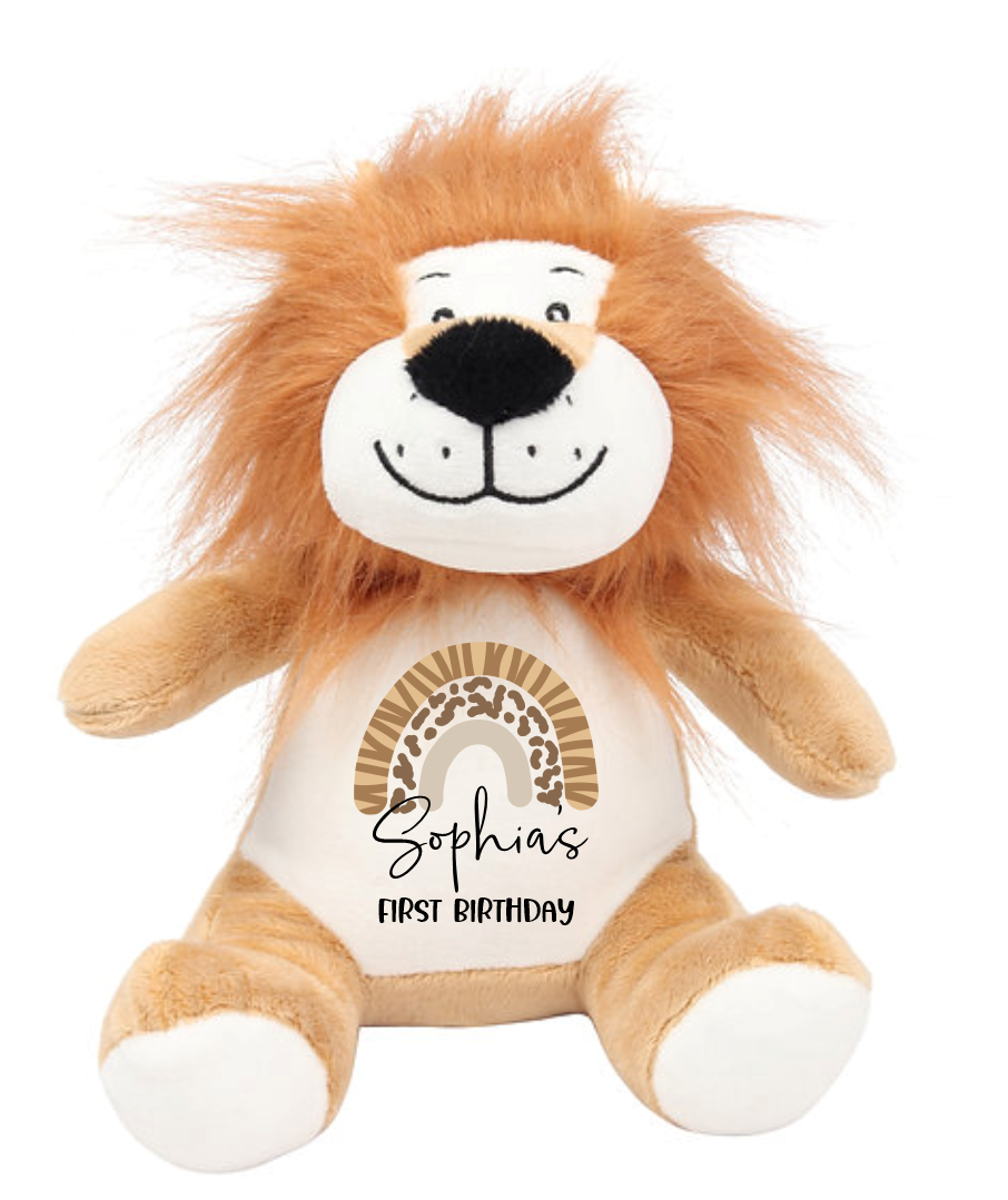 Timber Tinkers Personalised Lion Plush Safari Rainbow My Little Wardrobe