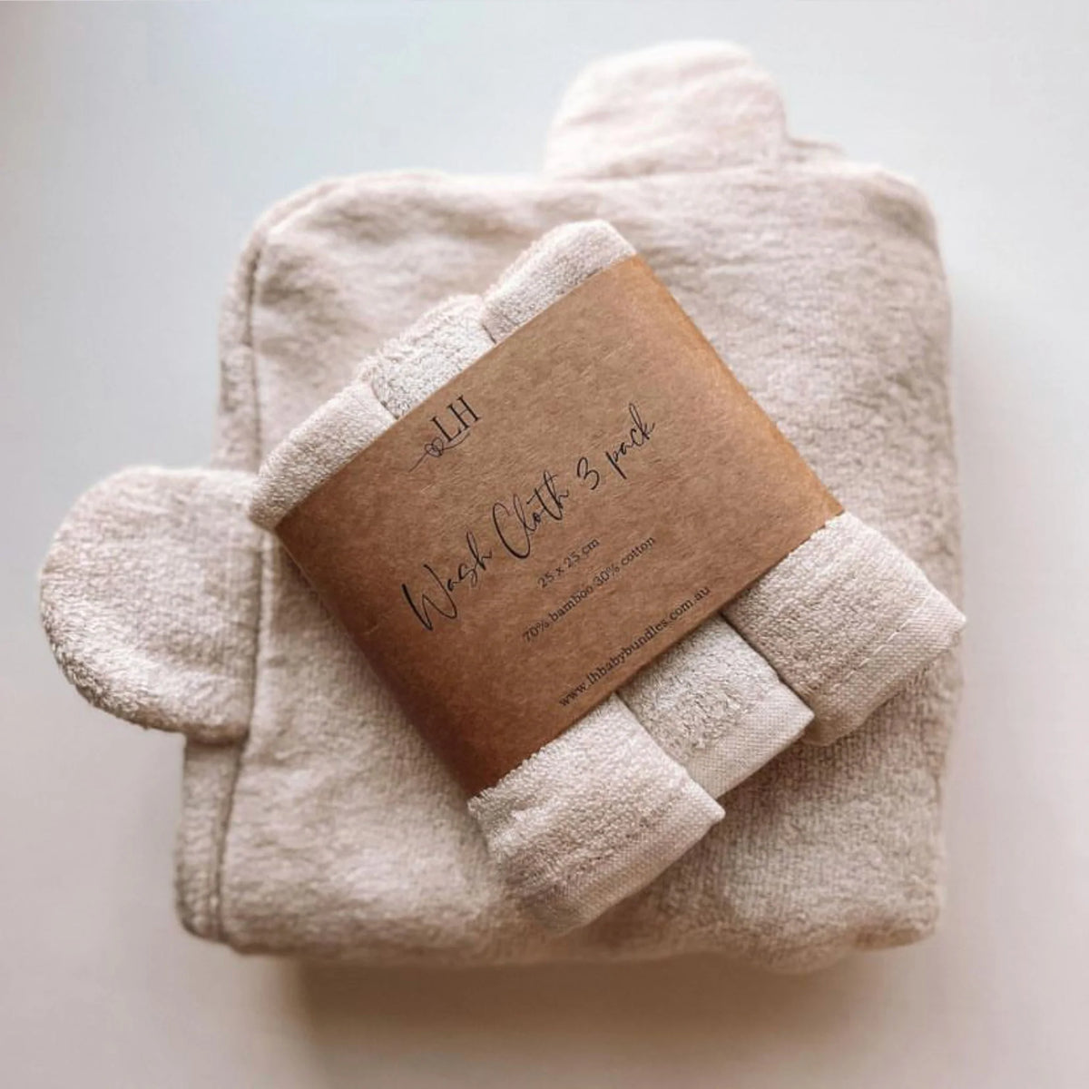 Lilla Hjärtat - Hooded Towel & Wash Cloth Set | Wheat